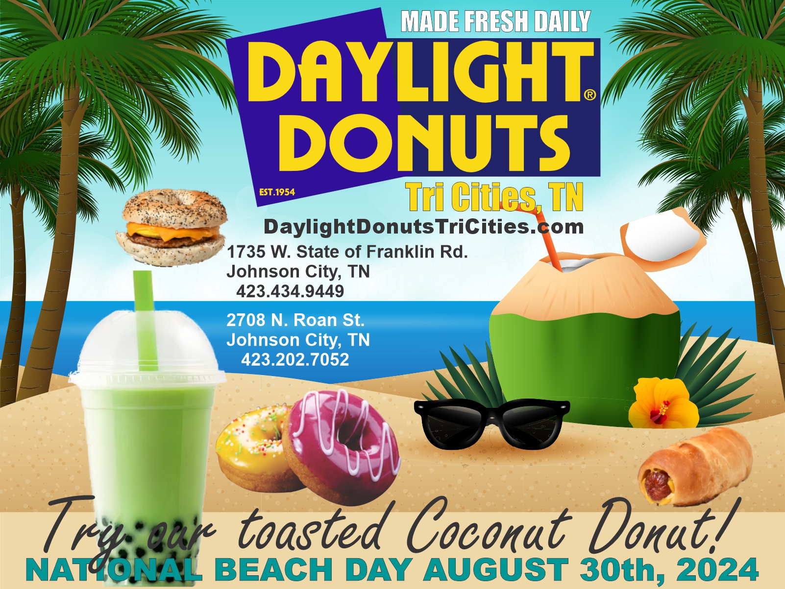 Celebrate National Beach Day with Daylight Donuts Tri Cities! 🌴🍩